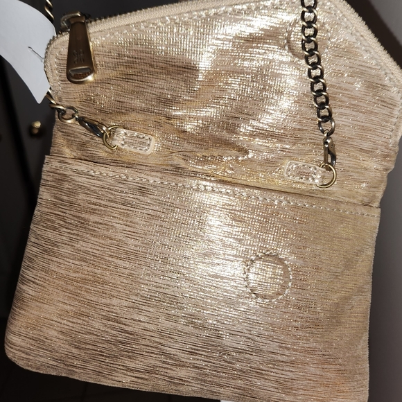 HOBO Golden Taupe Foldover Clutch with Card Wallet and Chain Strap NWT - Picture 3 of 9